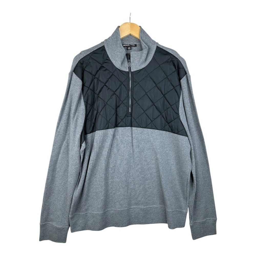 NWT Michael Kors‎ Men's Half Zip Pullover Sweater Size XXL Black Gray
